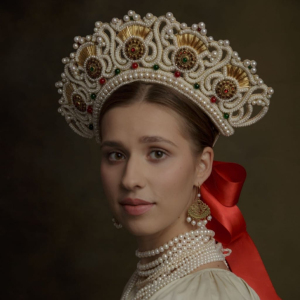 Exclusive author's work "Velsky wedding crown, XIX century" with earrings